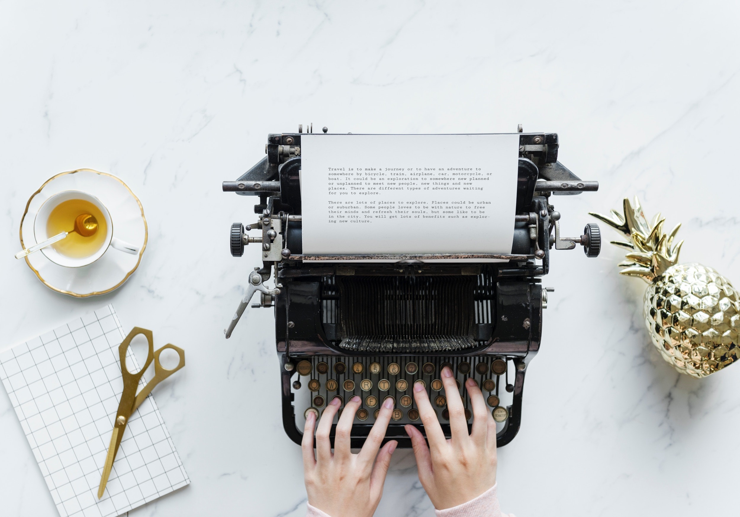 brand writing on a typewriter