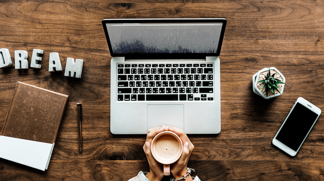 cup of coffee and computer